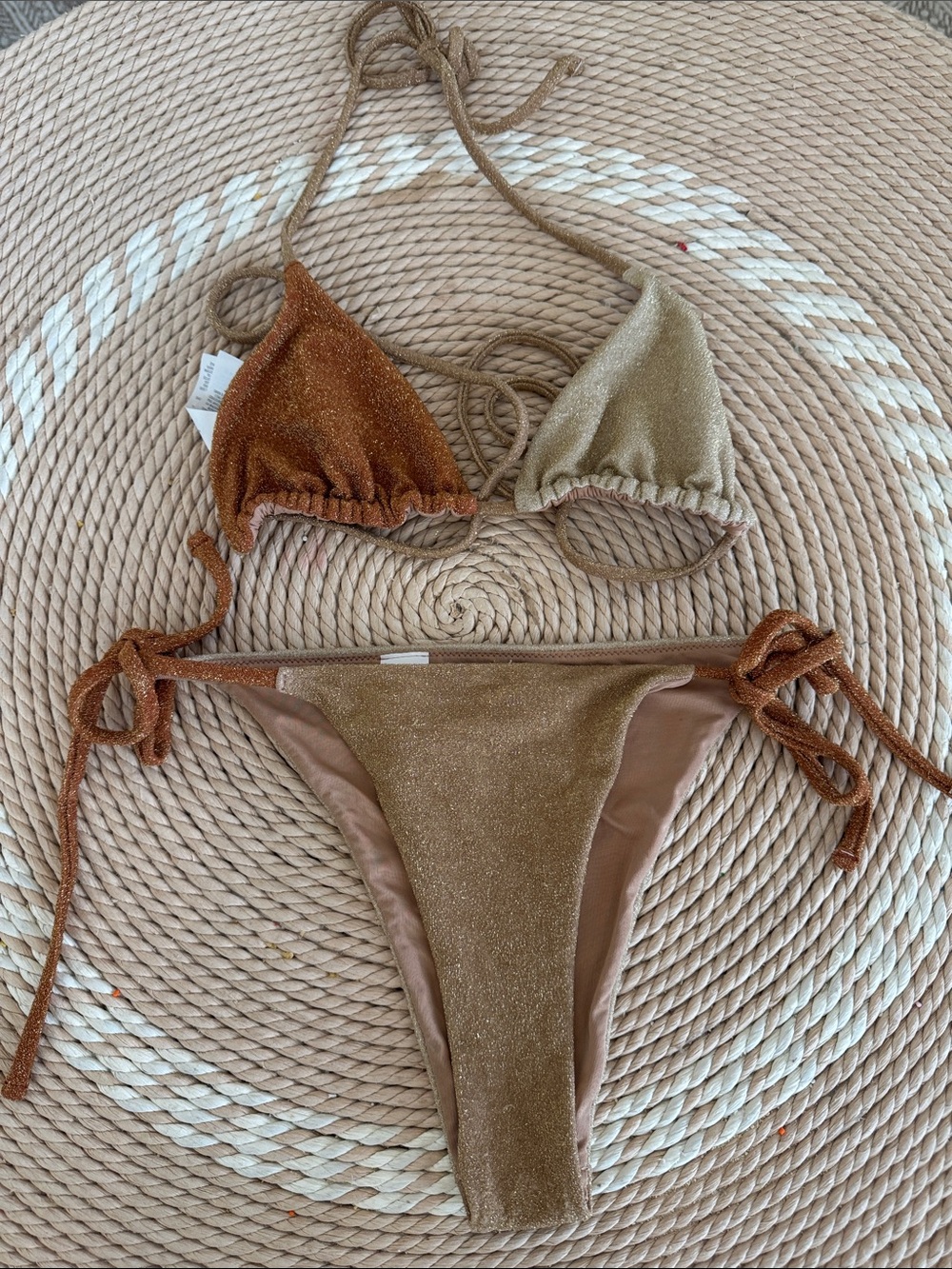 aerie Shimmery Two-Tone Bronze & Copper Triangle Bikini